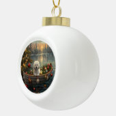Bichon Frise kerstvakantie Keramische Bal Ornament (Rechts)
