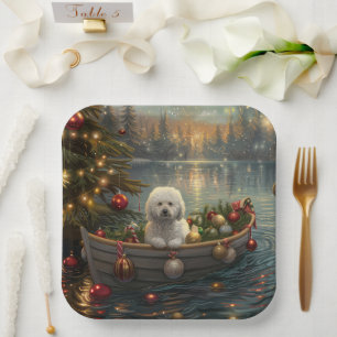 Bichon Frise kerstvakantie Papieren Bordje