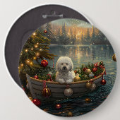 Bichon Frise kerstvakantie Ronde Button 6,0 Cm (Voorkant /achterkant)
