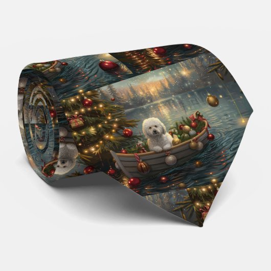 Bichon Frise kerstvakantie Stropdas (Opgerold)