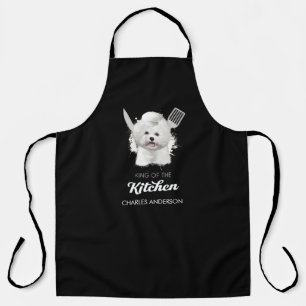 Bichon Frise King van de Keukenkoning Dog Chef Schort