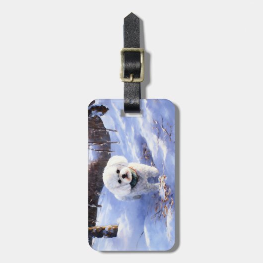 Bichon Frise Laat het sneeuwKerstmis Bagagelabel (Voorkant verticaal)