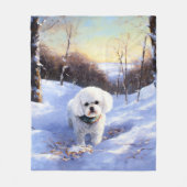 Bichon Frise Laat het sneeuwKerstmis Fleece Deken (Voorkant)
