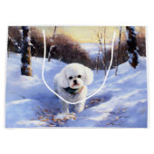 Bichon Frise Laat het sneeuwKerstmis Groot Cadeauzakje (Voorkant)