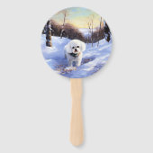 Bichon Frise Laat het sneeuwKerstmis Handwaaier (Voorkant)