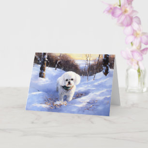 Bichon Frise Laat het sneeuwKerstmis Kaart