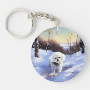 Bichon Frise Laat het sneeuwKerstmis Sleutelhanger