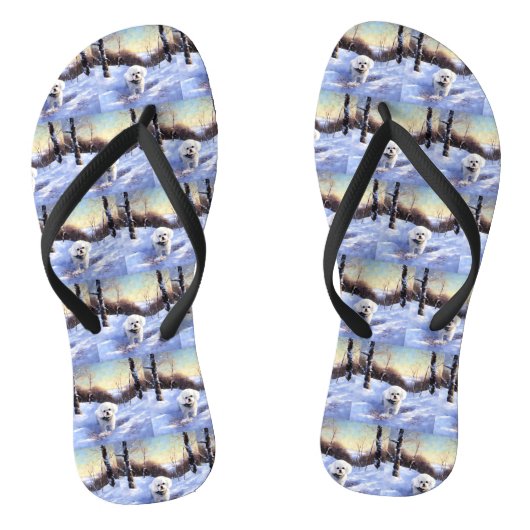 Bichon Frise Laat het sneeuwKerstmis Teenslippers (Voetbed)