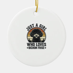 Bichon Frise Meisje Vintage Hond Liefhebber Shirt_ Keramisch Ornament