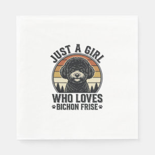 Bichon Frise Meisje Vintage Hond Liefhebber Shirt_ Servet