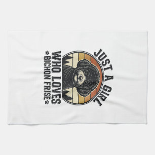 Bichon Frise Meisje Vintage Hond Liefhebber Shirt_ Theedoek