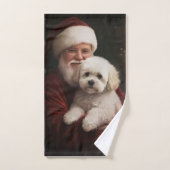 Bichon Frise met Sinterklaas Feestelijke Kerstmis Bad Handdoek (Handdoek)