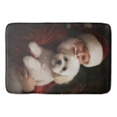 Bichon Frise met Sinterklaas Feestelijke Kerstmis Badmat (Voorkant)