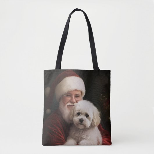 Bichon Frise met Sinterklaas Feestelijke Kerstmis Draagtas (Voorkant)