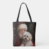 Bichon Frise met Sinterklaas Feestelijke Kerstmis Draagtas (Achterkant)