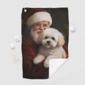 Bichon Frise met Sinterklaas Feestelijke Kerstmis Golfhanddoek (Insitu)