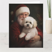 Bichon Frise met Sinterklaas Feestelijke Kerstmis Kaart (Voorkant)