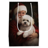 Bichon Frise met Sinterklaas Feestelijke Kerstmis Medium Cadeauzakje (Achterkant)