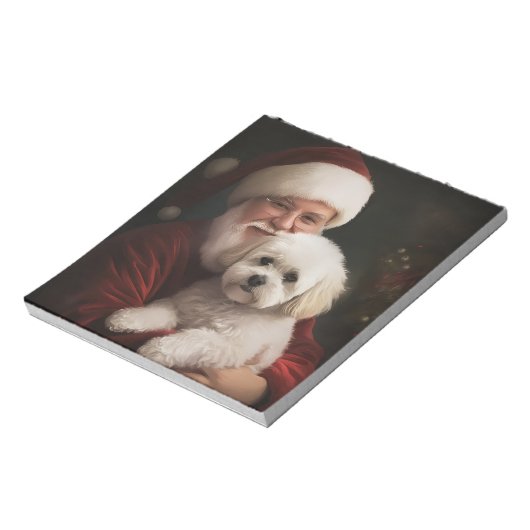 Bichon Frise met Sinterklaas Feestelijke Kerstmis Notitieblok (Gedraaid)