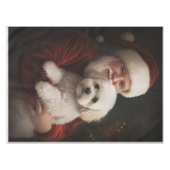 Bichon Frise met Sinterklaas Feestelijke Kerstmis Tafelkleed (Voorkant (Horizontaal))