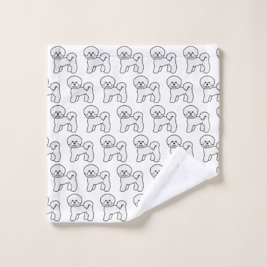 Bichon Frise mignonne Motif d'illustration de chie (Gant de toilette)