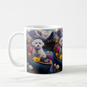 Bichon Frise op een peddel: Een landschappelijk av Koffiemok