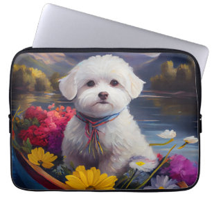 Bichon Frise op een peddel: Een Schilderachtig avo Laptop Sleeve