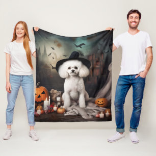 Bichon Frise pompoenen Halloween Scary Fleece Deken