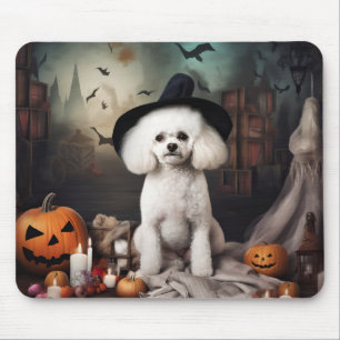 Bichon Frise pompoenen Halloween Scary Muismat