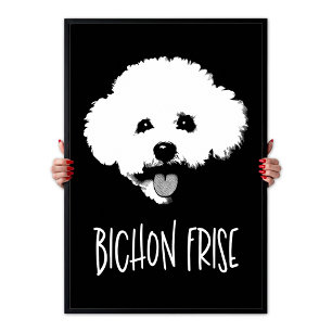 Bichon Frise Pop Art Minimalistische Chic Zwart & Poster