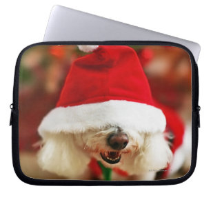 Bichon Frise pupil met kerstkleed Laptop Sleeve