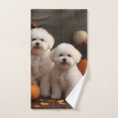 Bichon Frise Puppy Automne Citrouille délice (Serviette à main)