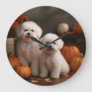 Bichon Frise Puppy Herfst Delight Pompoen Grote Klok