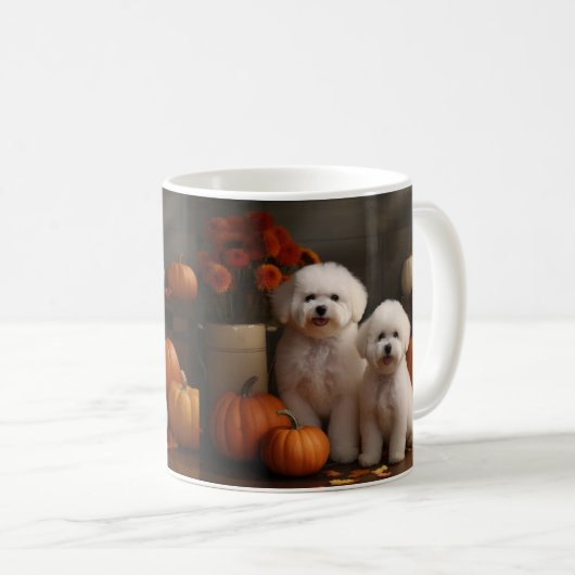 Bichon Frise Puppy Herfst Delight Pompoen Koffiemok (Voorkant rechts)