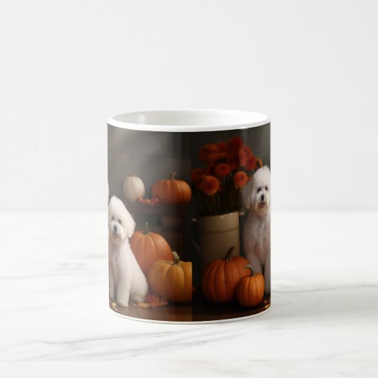 Bichon Frise Puppy Herfst Delight Pompoen Koffiemok (Center)