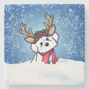 Bichon Frise Reindeer Stone Onderzetter