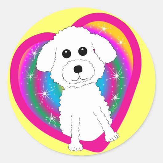 Bichon Frise Ronde Sticker (Voorkant)