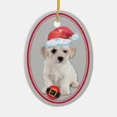 Bichon Frise Santa Hat Ornement de Noël (Devant)
