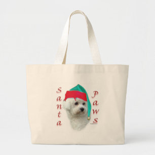 Bichon Frise Santa Paws Grote Tote Bag