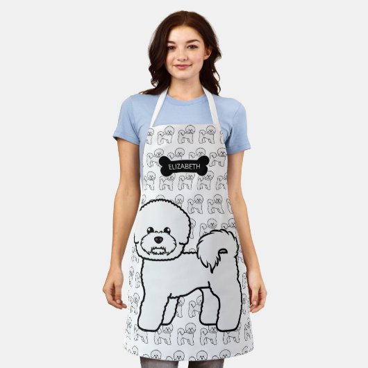 Bichon Frise Schattige Cartoon Hond Illustratie &  Schort (Gedragen)