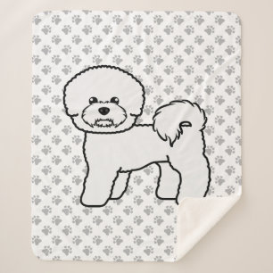 Bichon Frise Schattige Cartoon Hondenillustratie Sherpa Deken