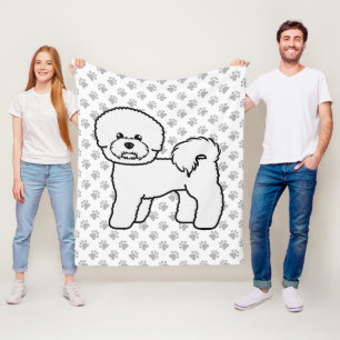 Bichon Frise Schattige Cartoonhond Illustratie Fleece Deken