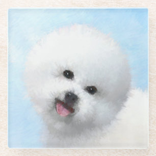 Bichon Frise Schilderij - Mooie Originele Honden K Glazen Onderzetter