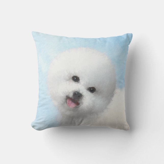 Bichon Frise-schildering - Cute Original Dog Art Buitenkussen (Voorkant)