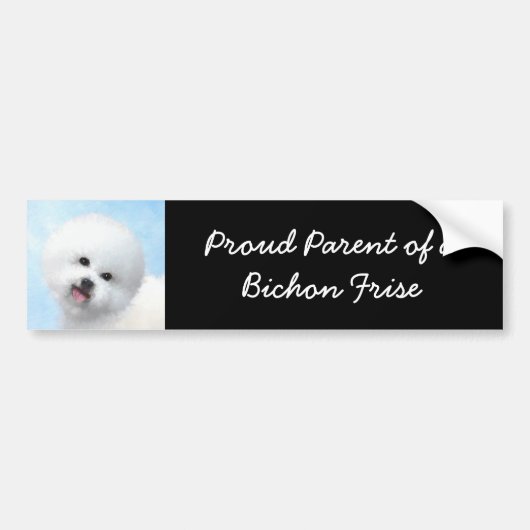 Bichon Frise-schildering - Cute Original Dog Art Bumpersticker (Voorkant)