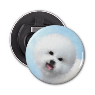 Bichon Frise-schildering - Cute Original Dog Art Button Flesopener