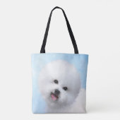Bichon Frise-schildering - Cute Original Dog Art Draagtas (Achterkant)
