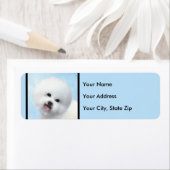 Bichon Frise-schildering - Cute Original Dog Art Etiket (Insitu)