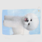 Bichon Frise-schildering - Cute Original Dog Art Golfhanddoek (Horizontaal)