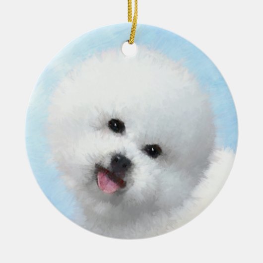 Bichon Frise-schildering - Cute Original Dog Art Keramisch Ornament (Voorkant)